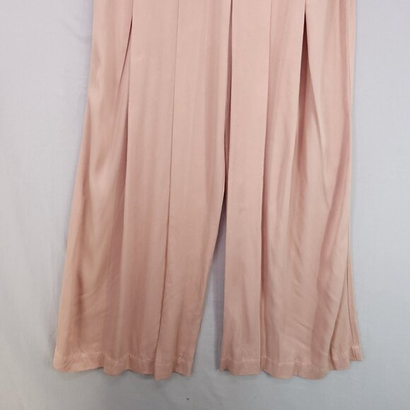 Free People Pant Size 4 Wide Leg Trouser Glow in the Sky Satin High Rise Peach - Picture 10 of 13